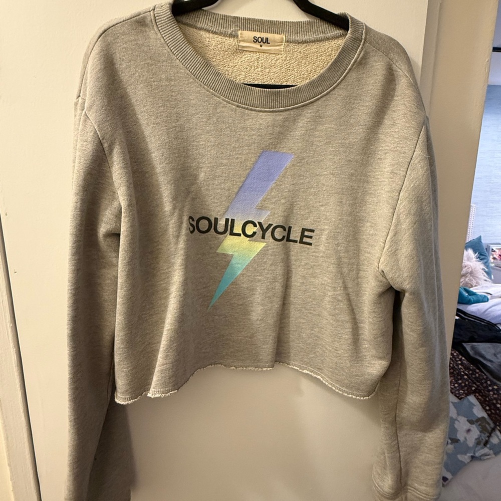 SoulCycle Heather Gray Lightning Bolt Sweatshirt